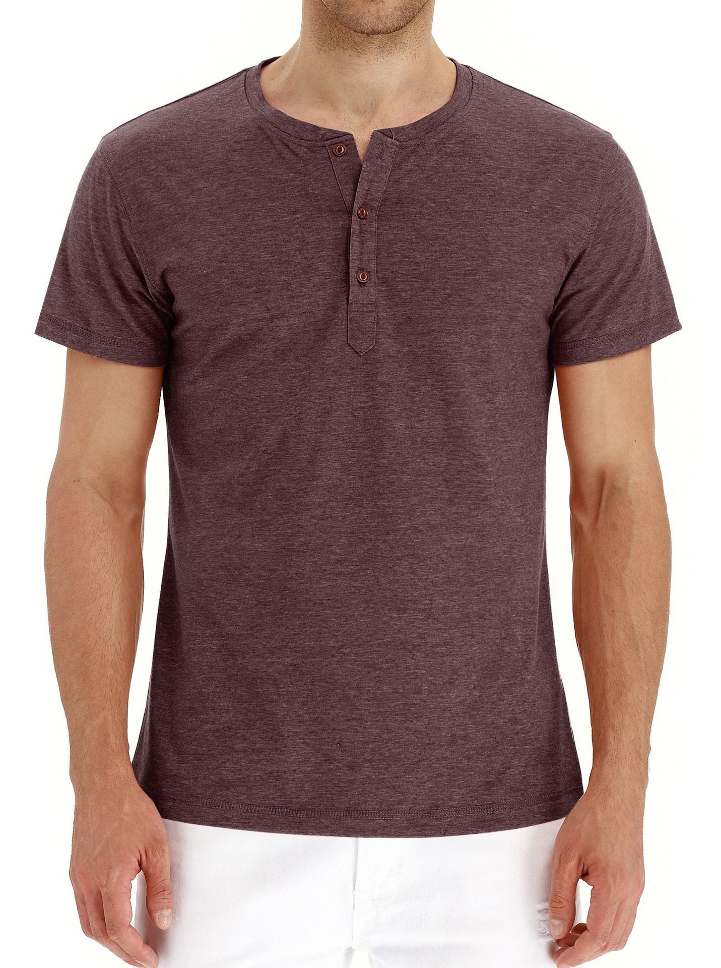Short-Sleeve Henley Top with Three-Button Detail