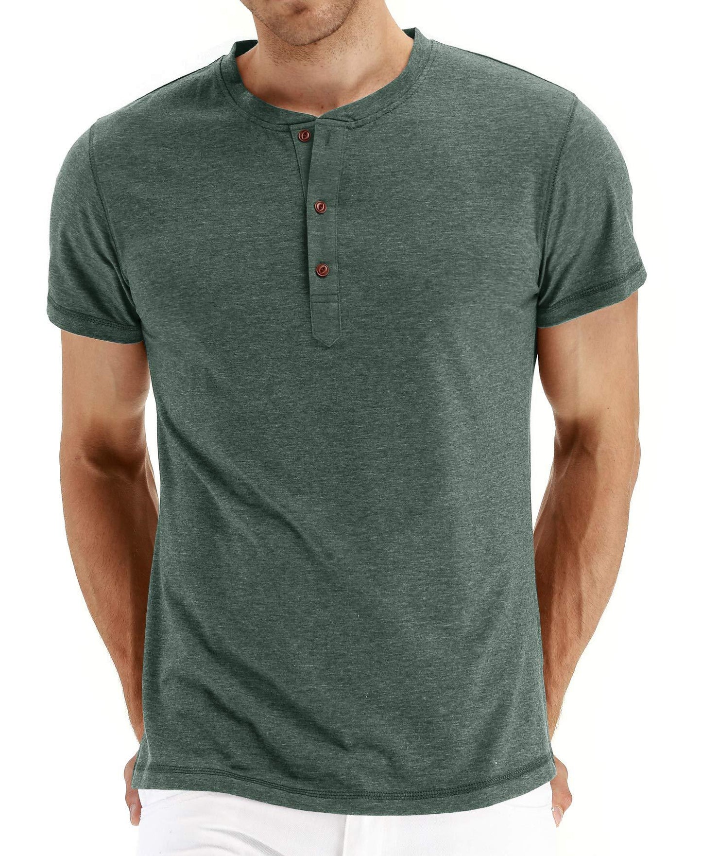 Short-Sleeve Henley Top with Three-Button Detail