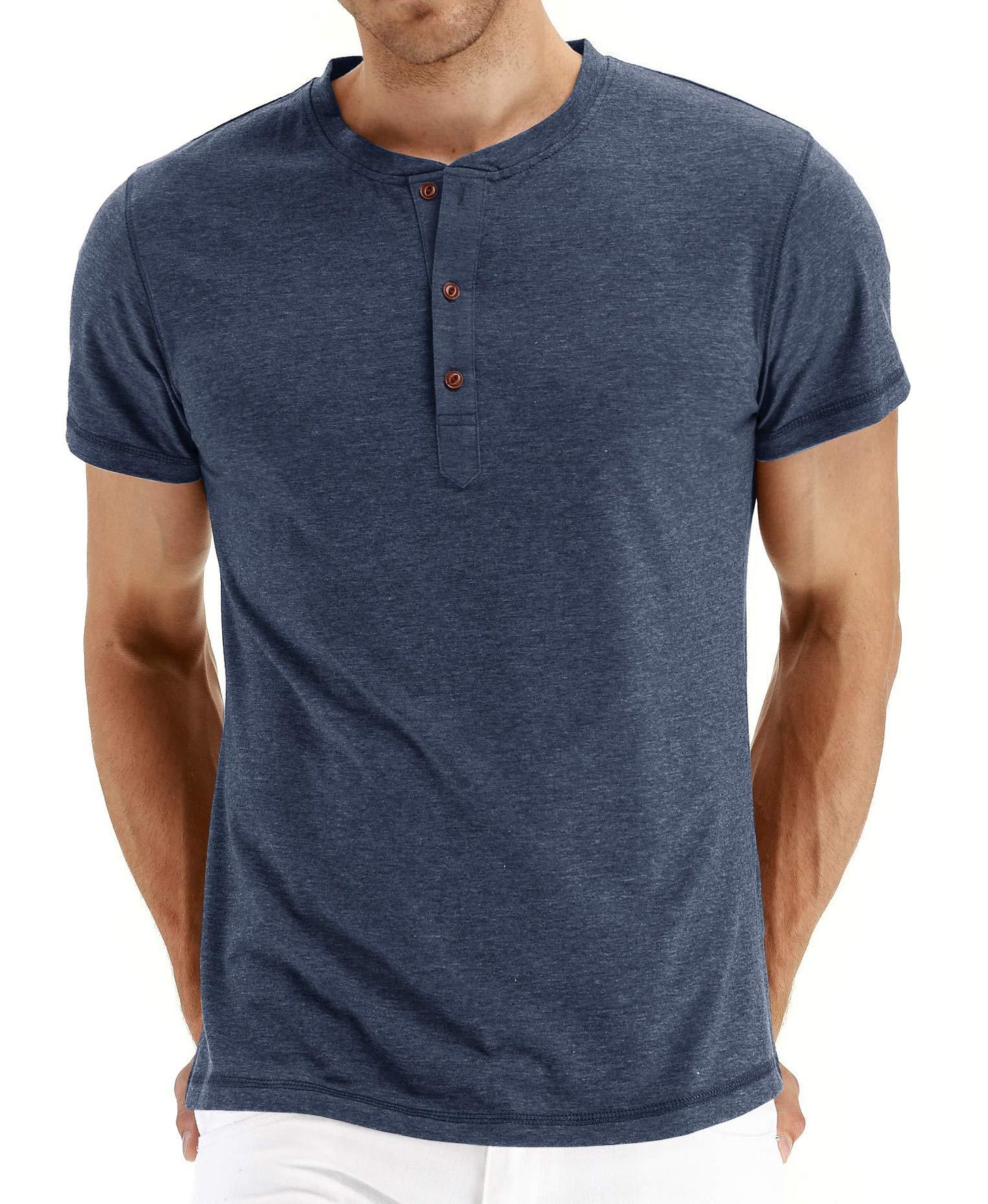 Short-Sleeve Henley Top with Three-Button Detail