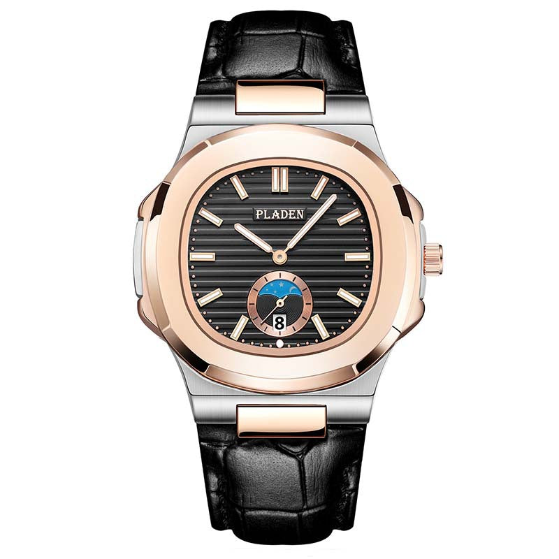 Men’s Metal Link Watch with Grid Dial