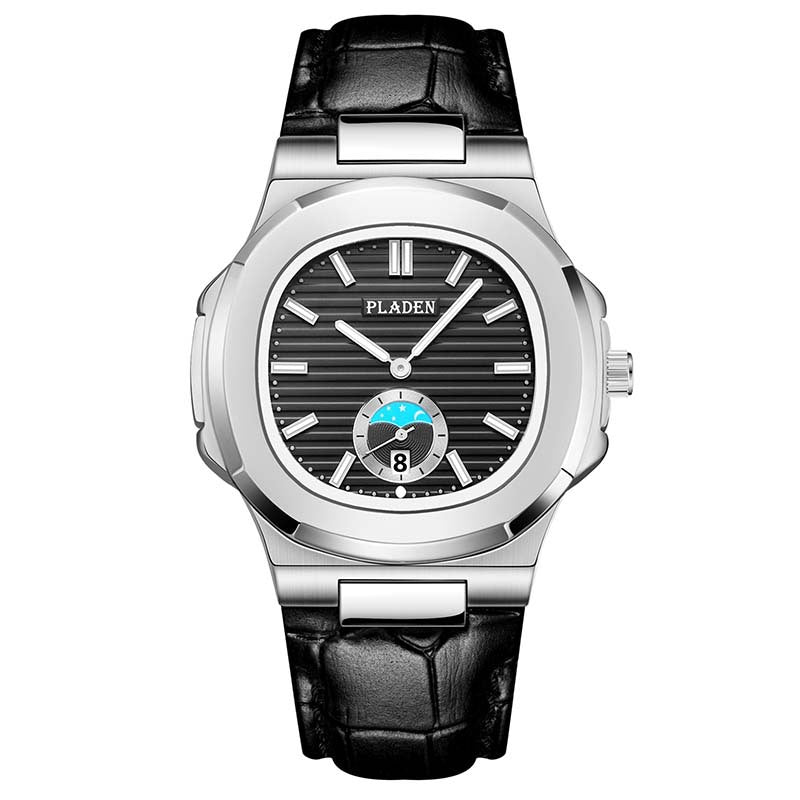 Men’s Metal Link Watch with Grid Dial