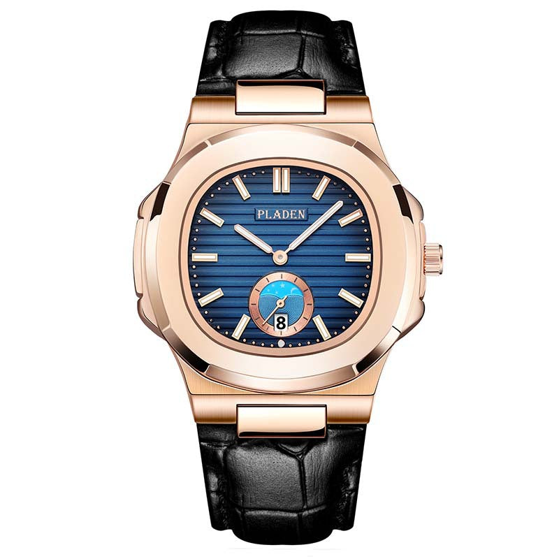 Men’s Metal Link Watch with Grid Dial