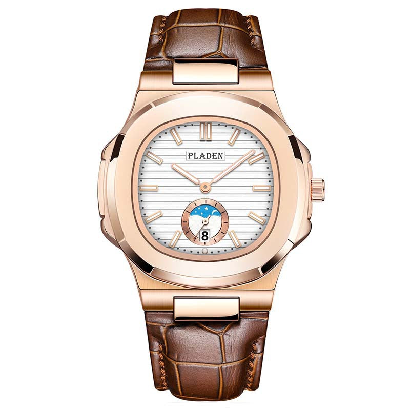 Men’s Metal Link Watch with Grid Dial