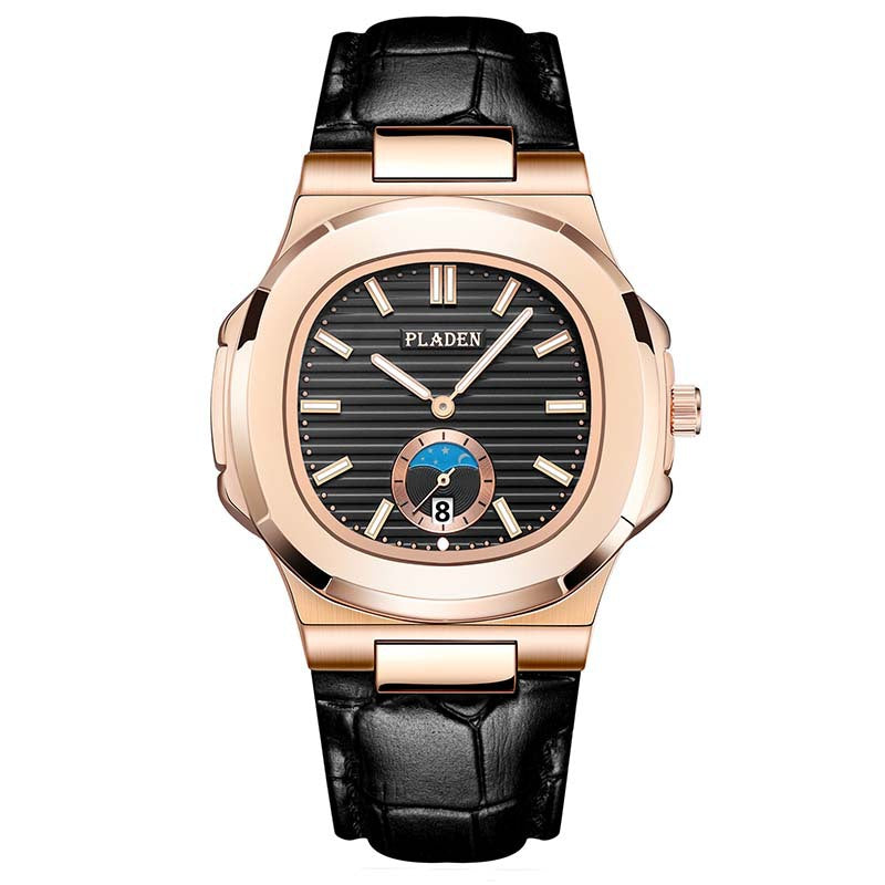 Men’s Metal Link Watch with Grid Dial