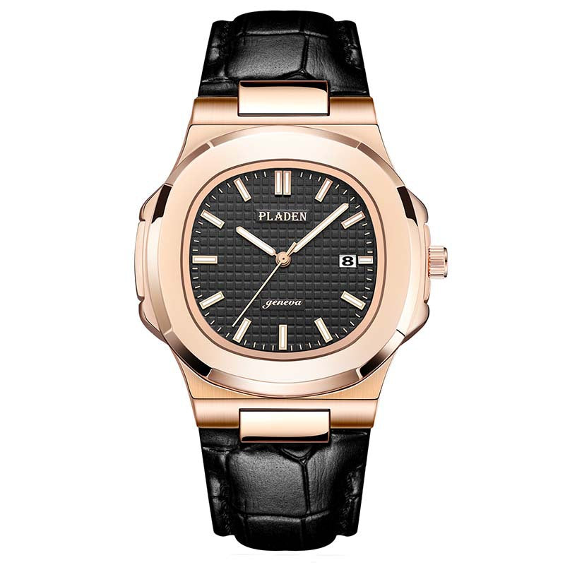 Men’s Metal Link Watch with Grid Dial