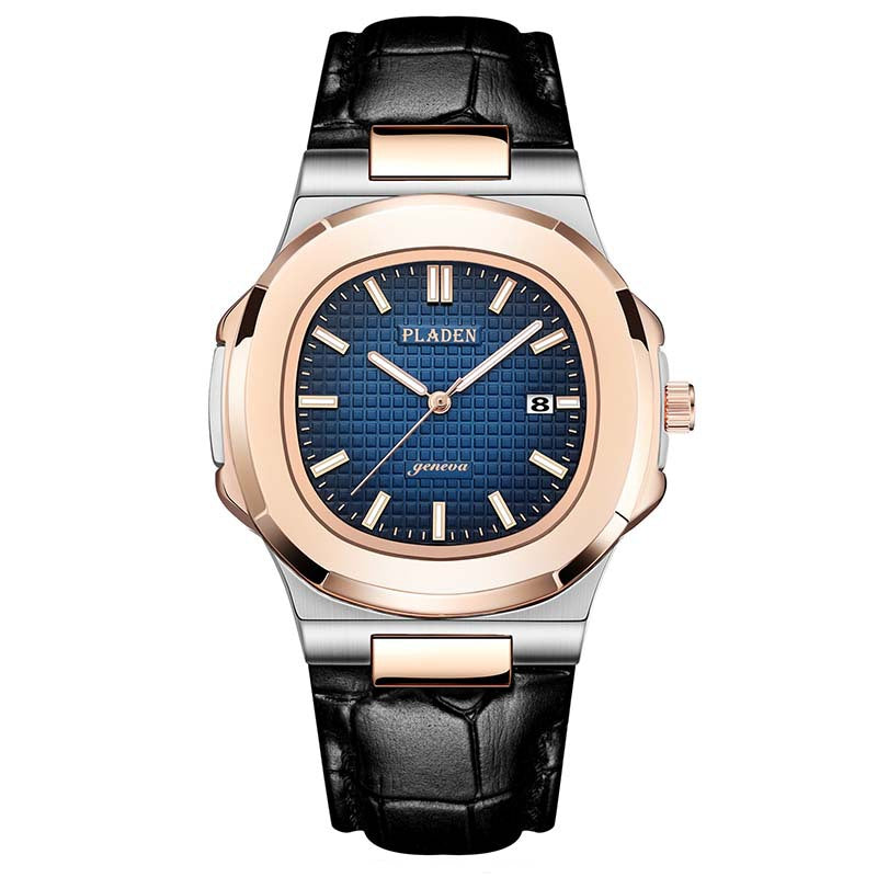 Men’s Metal Link Watch with Grid Dial