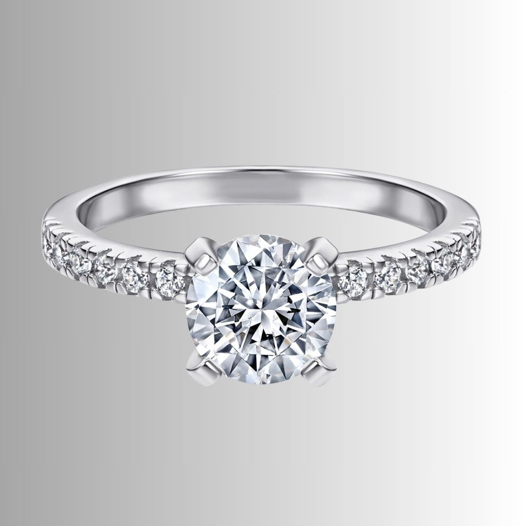 Women's Solitaire Ring with Pavé Band Detail