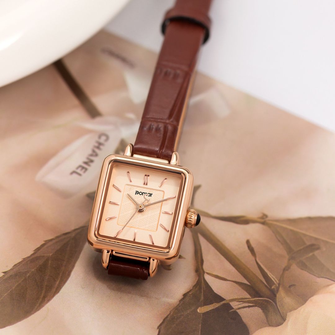 Women's Square Dial Watch with Leather Strap
