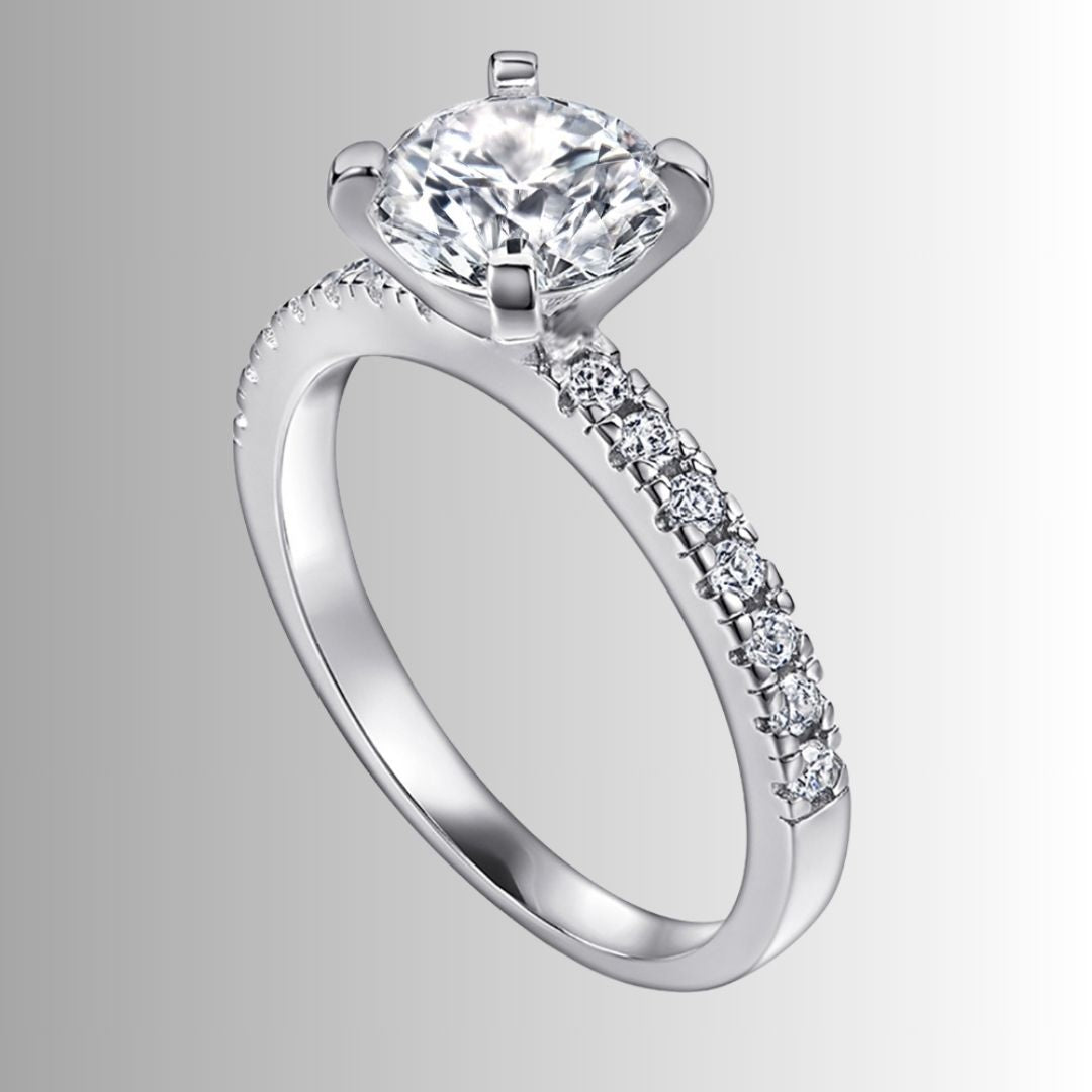 Women's Solitaire Ring with Pavé Band Detail