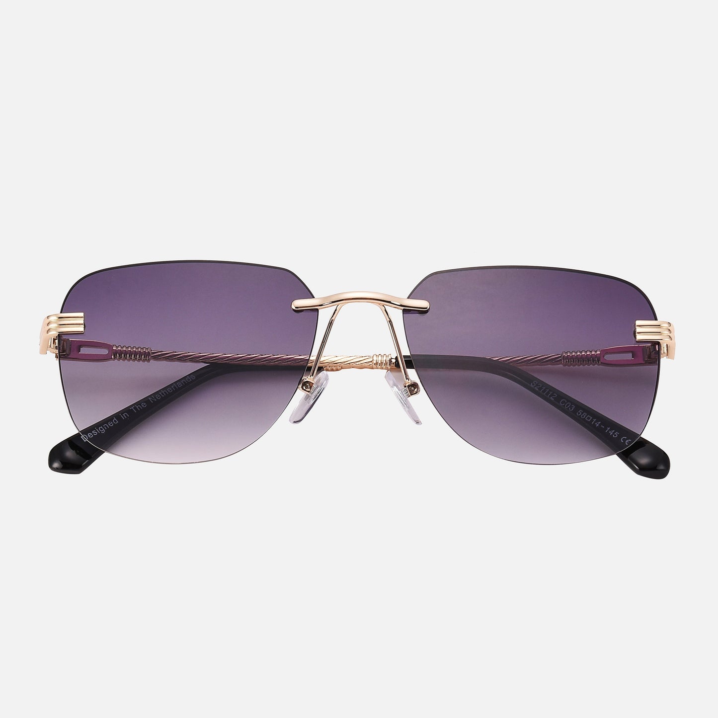 Rimless Square Sunglasses with Metal Frame and Gradient Lenses