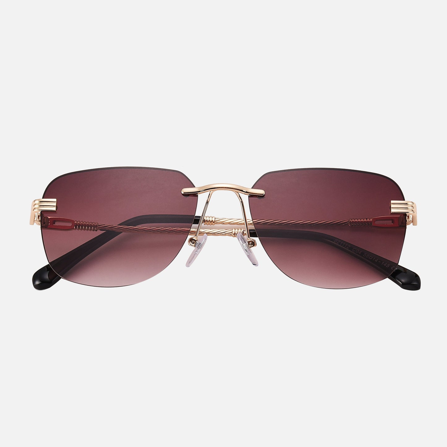 Rimless Square Sunglasses with Metal Frame and Gradient Lenses