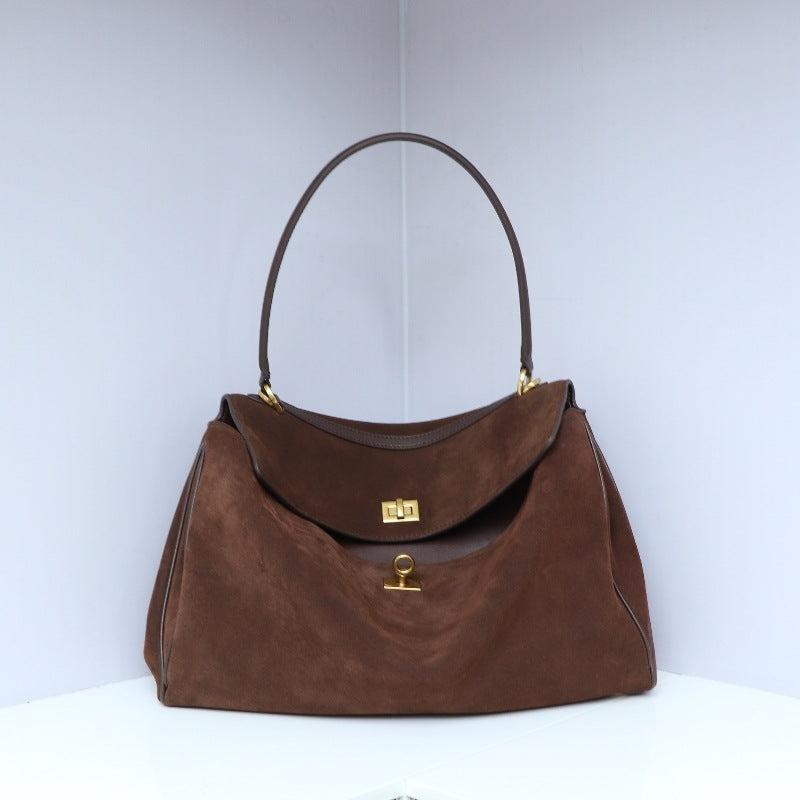 Structured Suede Shoulder Bag