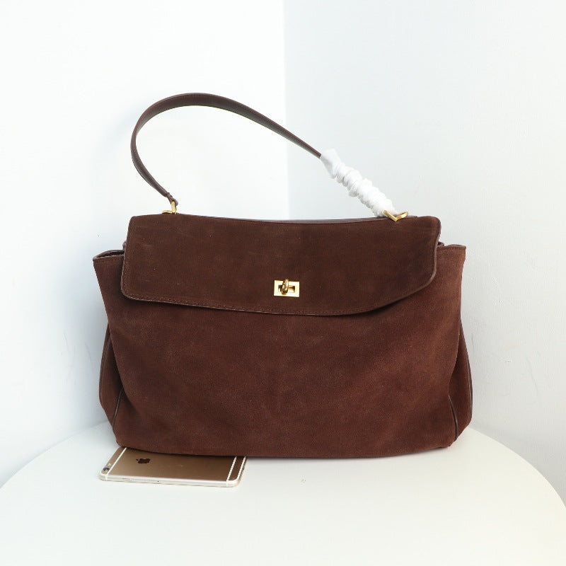 Structured Suede Shoulder Bag