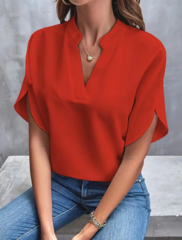 Split Sleeve V-Neck Blouse