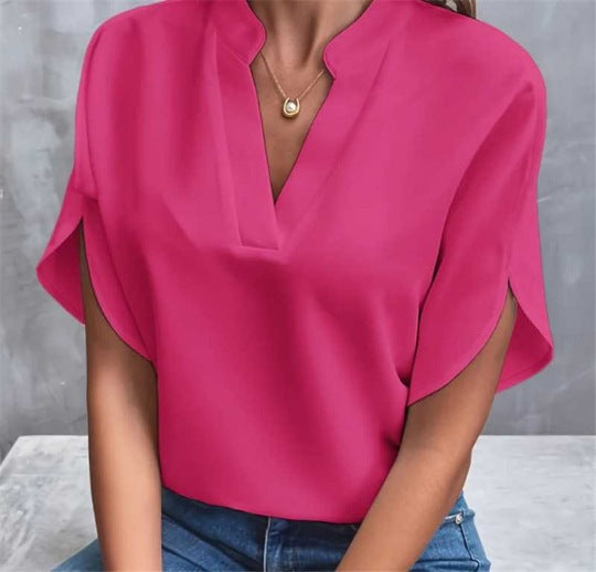 Split Sleeve V-Neck Blouse