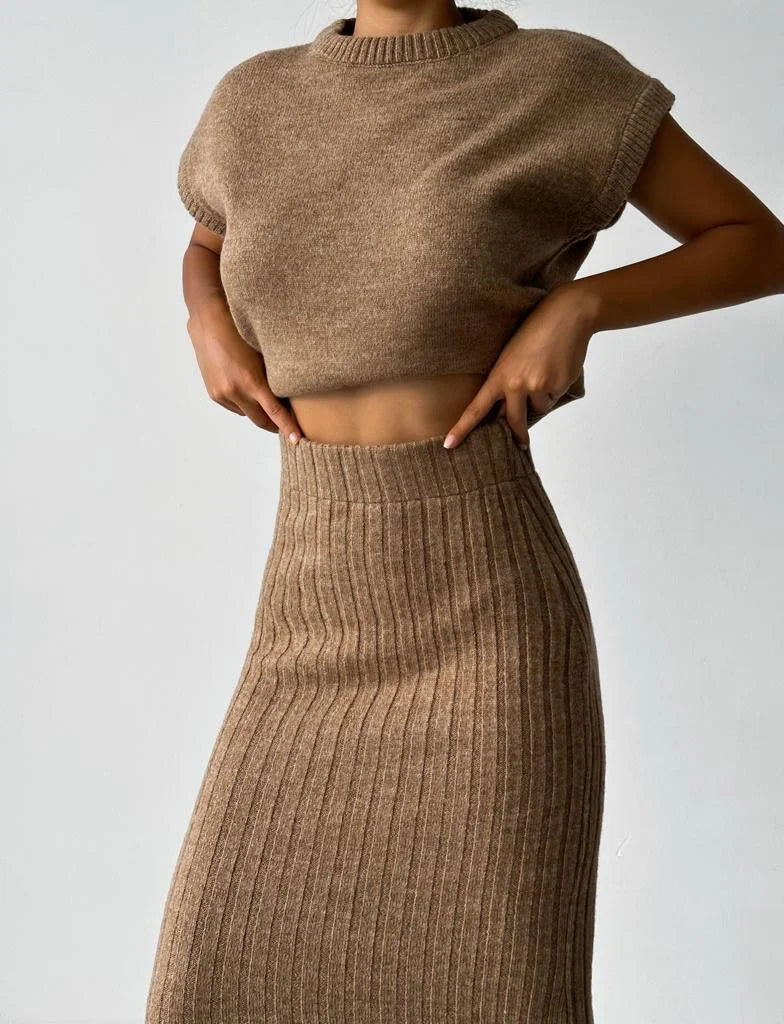 Ribbed Midi Tube Skirt