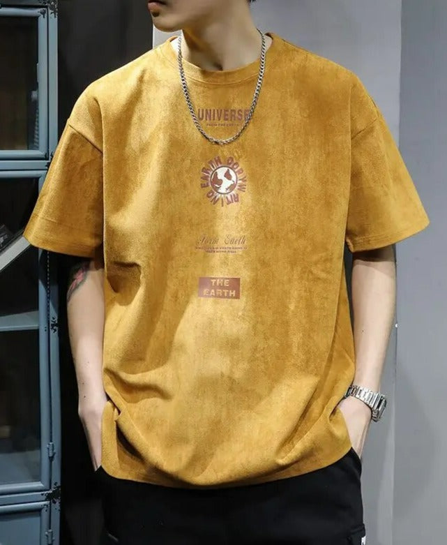 Graphic Washed Tee with Earth Print