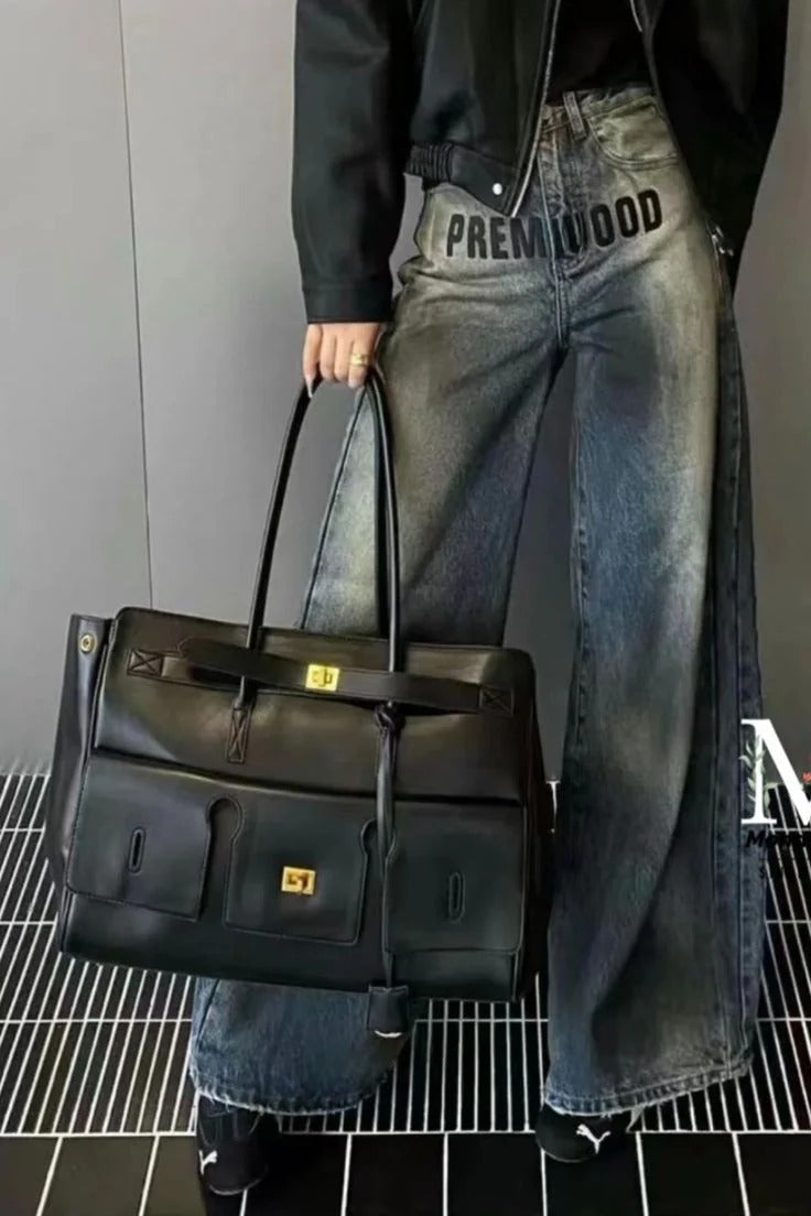 Structured Dual-Flap Shoulder Bag