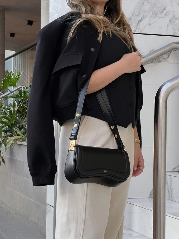 Curved Wave Edge Shoulder Bag