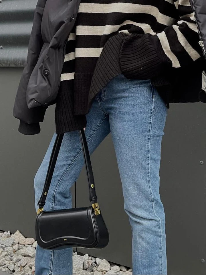 Curved Wave Edge Shoulder Bag