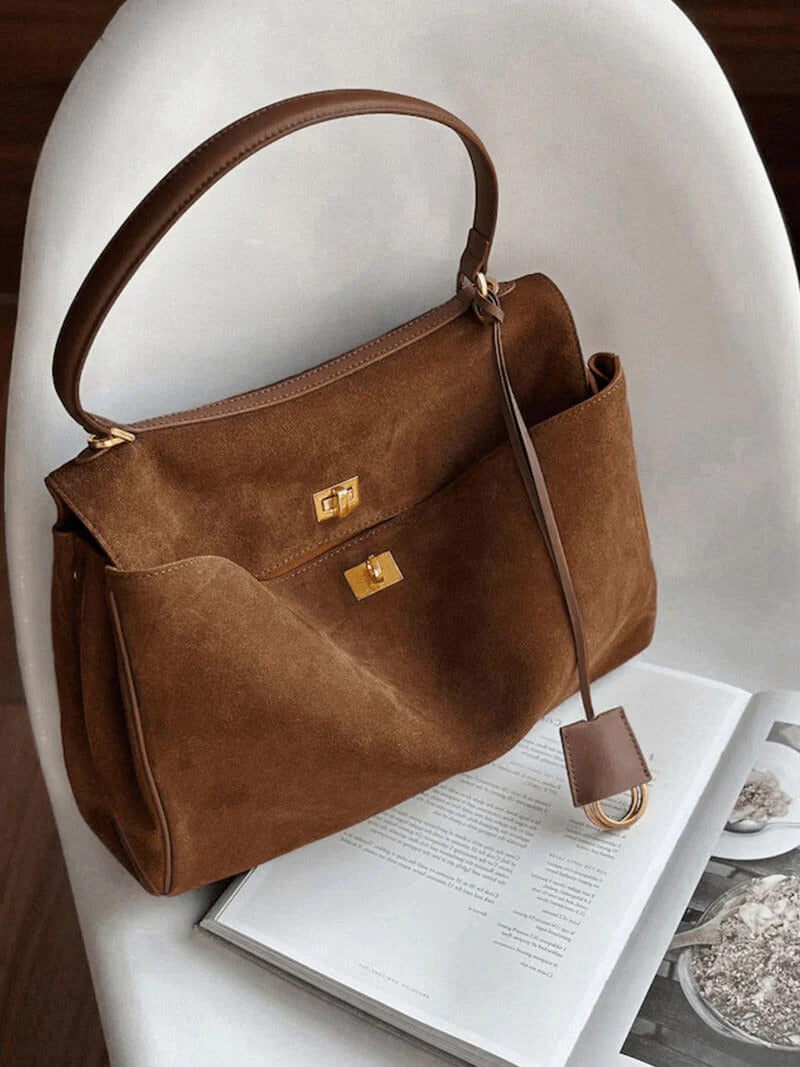 Structured Suede Shoulder Bag