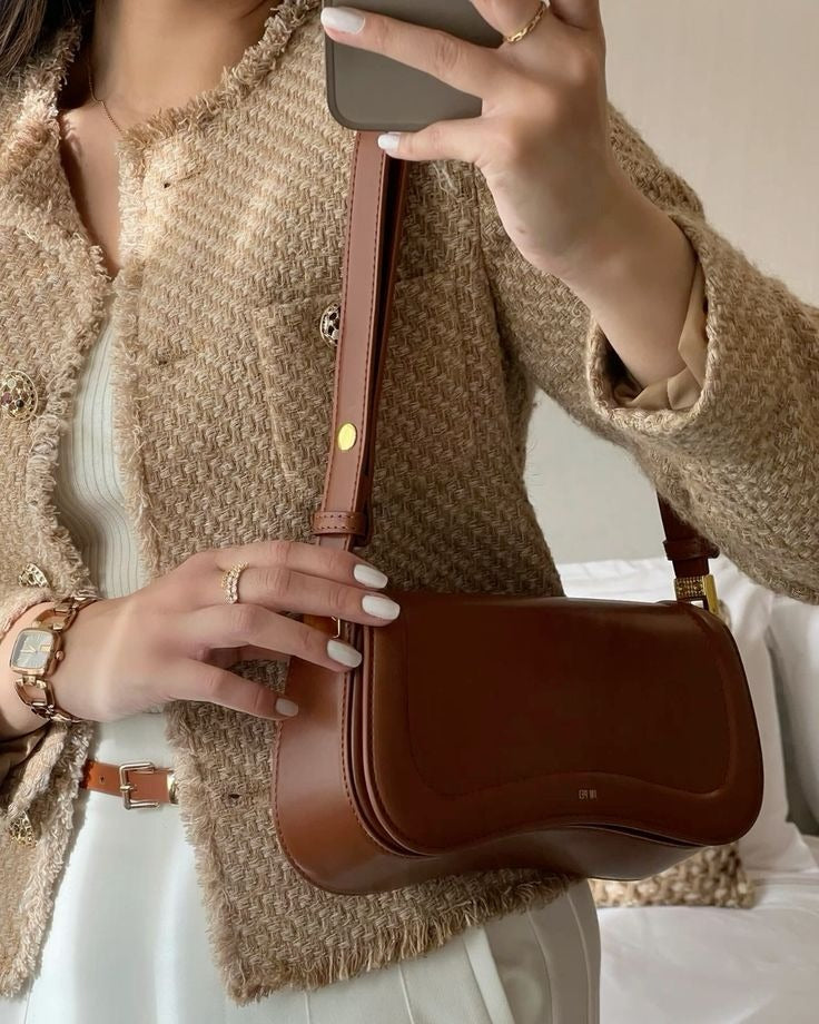 Curved Wave Edge Shoulder Bag