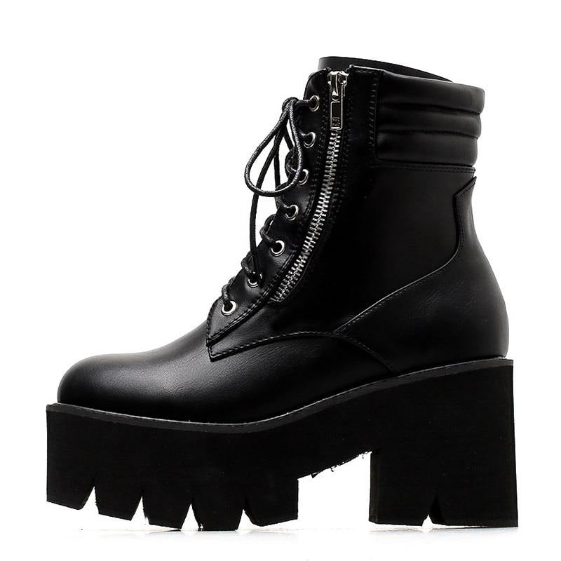 Lace-Up Zip Combat Boots