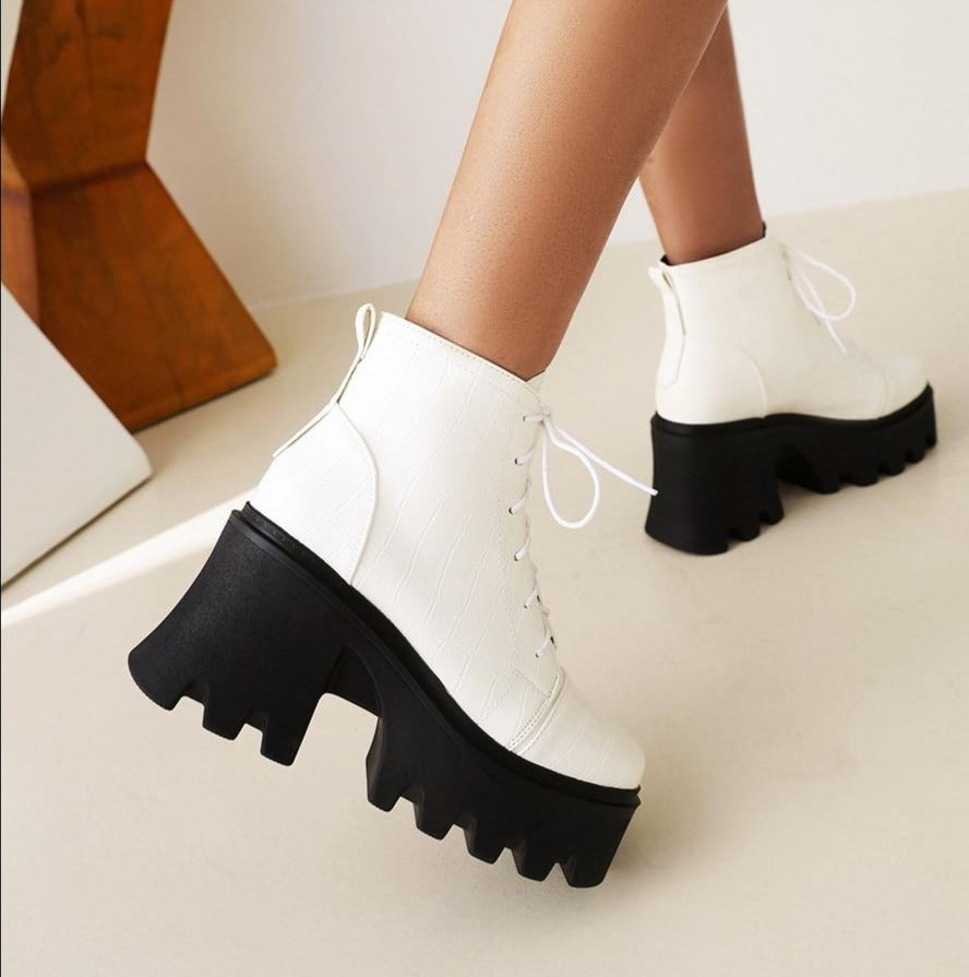 Croc-Embossed Lug Sole Boots
