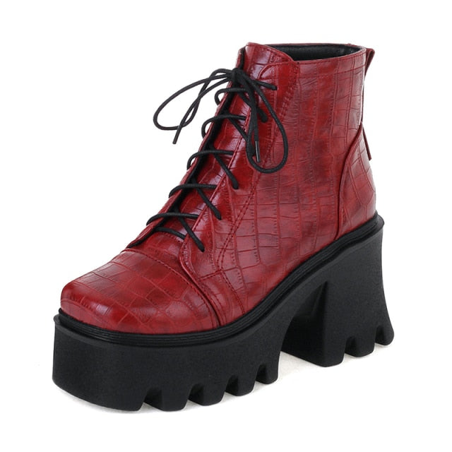 Croc-Embossed Lug Sole Boots