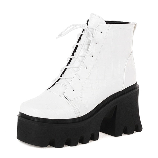 Croc-Embossed Lug Sole Boots