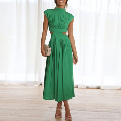 High Neck Cutout Midi Dress