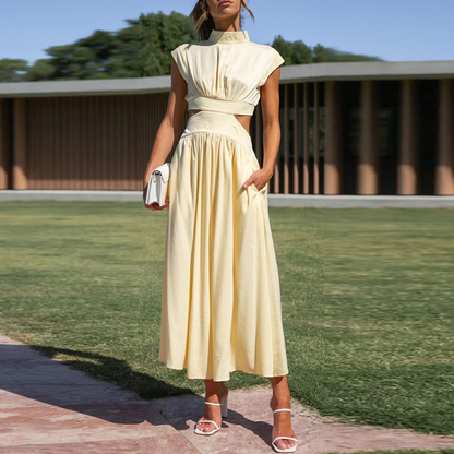 High Neck Cutout Midi Dress