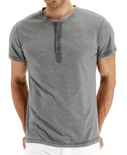 Short-Sleeve Henley Top with Three-Button Detail
