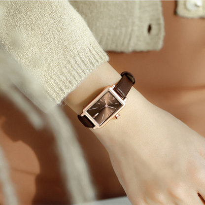 Women's Rectangular Dial Watch with Smooth Strap