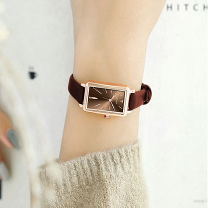 Women's Rectangular Dial Watch with Smooth Strap