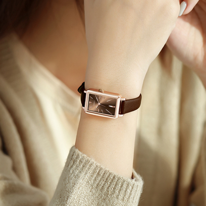Women's Rectangular Dial Watch with Smooth Strap
