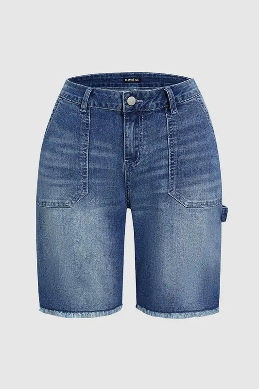 Straight-Cut Denim Shorts