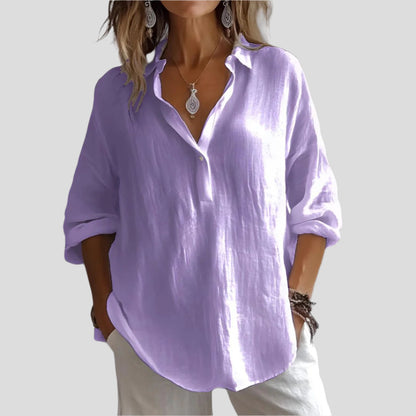 Women Relaxed Button-Collar Blouse