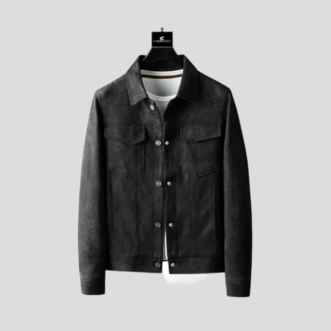 Structured Suede Button-Up Jacket