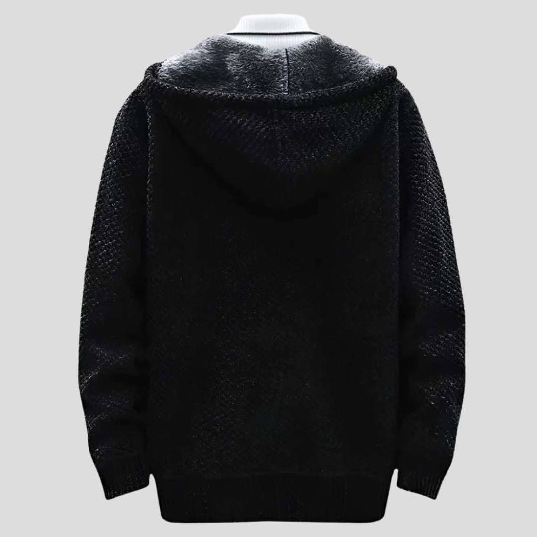 Men's Patterned Zip-Up Hooded Jacket