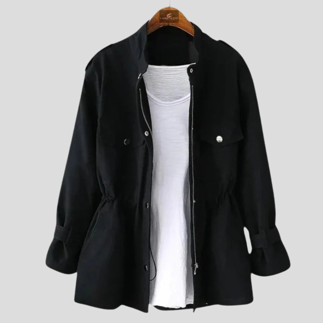 Women Drawstring Waist Utility Jacket