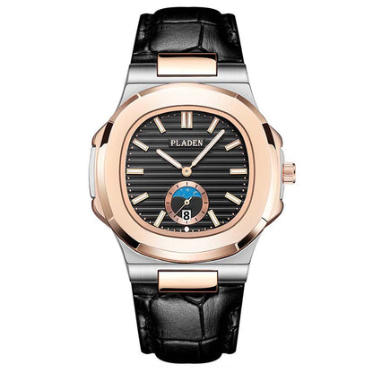 Men’s Metal Link Watch with Grid Dial