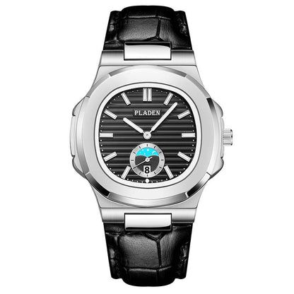 Men’s Metal Link Watch with Grid Dial