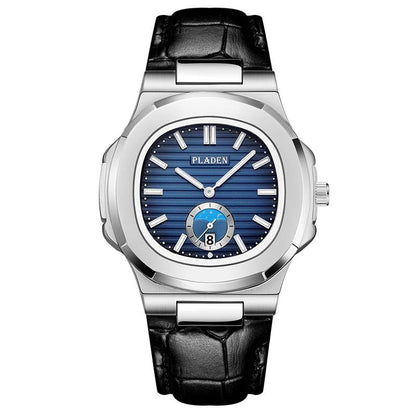 Men’s Metal Link Watch with Grid Dial