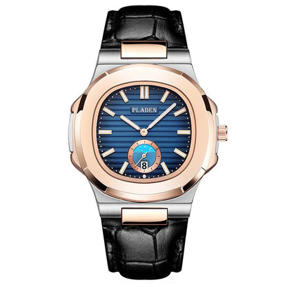 Men’s Metal Link Watch with Grid Dial
