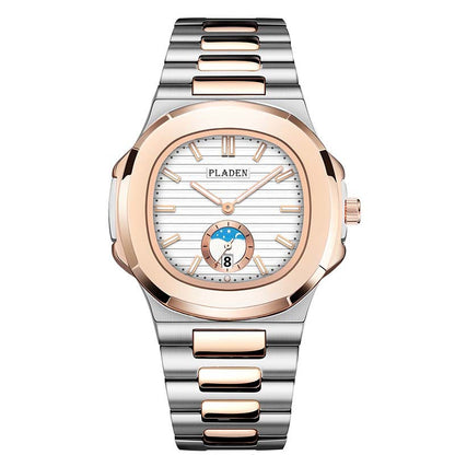 Men’s Metal Link Watch with Grid Dial