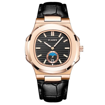 Men’s Metal Link Watch with Grid Dial