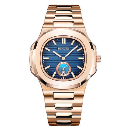 Men’s Metal Link Watch with Grid Dial