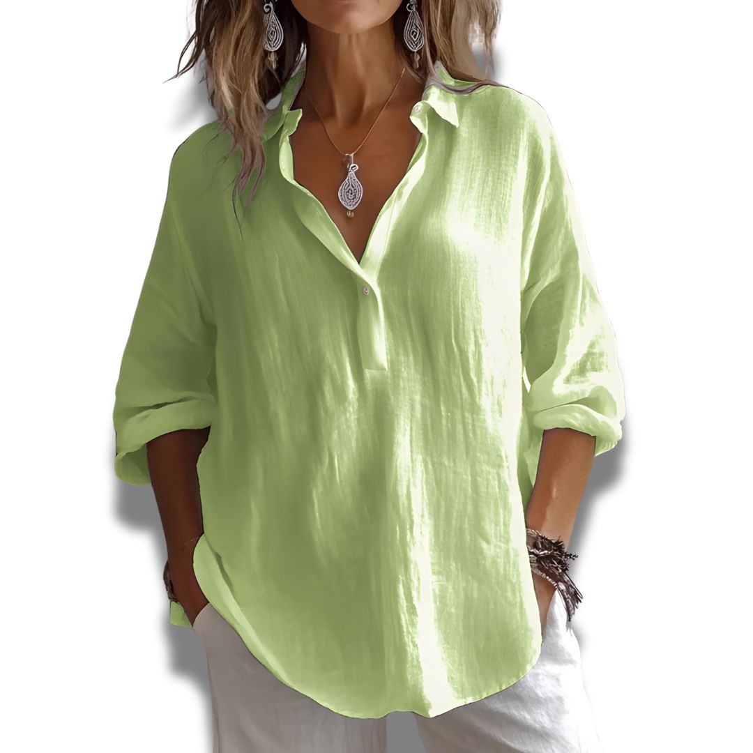 Women Relaxed Button-Collar Blouse