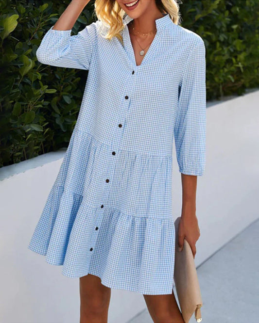 Button-Down Tiered Shirt Dress